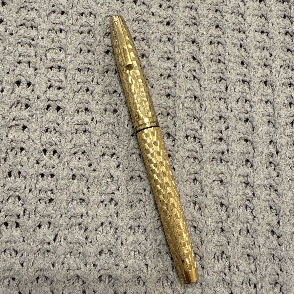 シェーファー USA ヴィンテージ 万年筆 ペン先14K （585）ゴールドカラー メッシュ柄 筆記用具　インク無し　筆記未確認