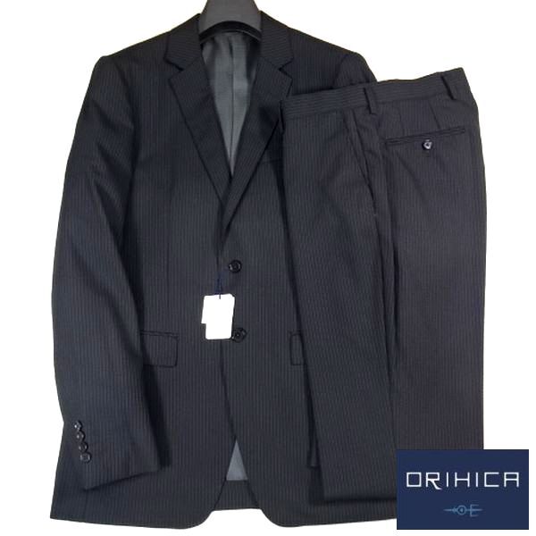 ◎新品 ORIHICA オリヒカ シングルスーツ 2つ釦 ジャケット スラックス パンツ Y8 LL 黒 ストライプ メンズ 紳士 男性
