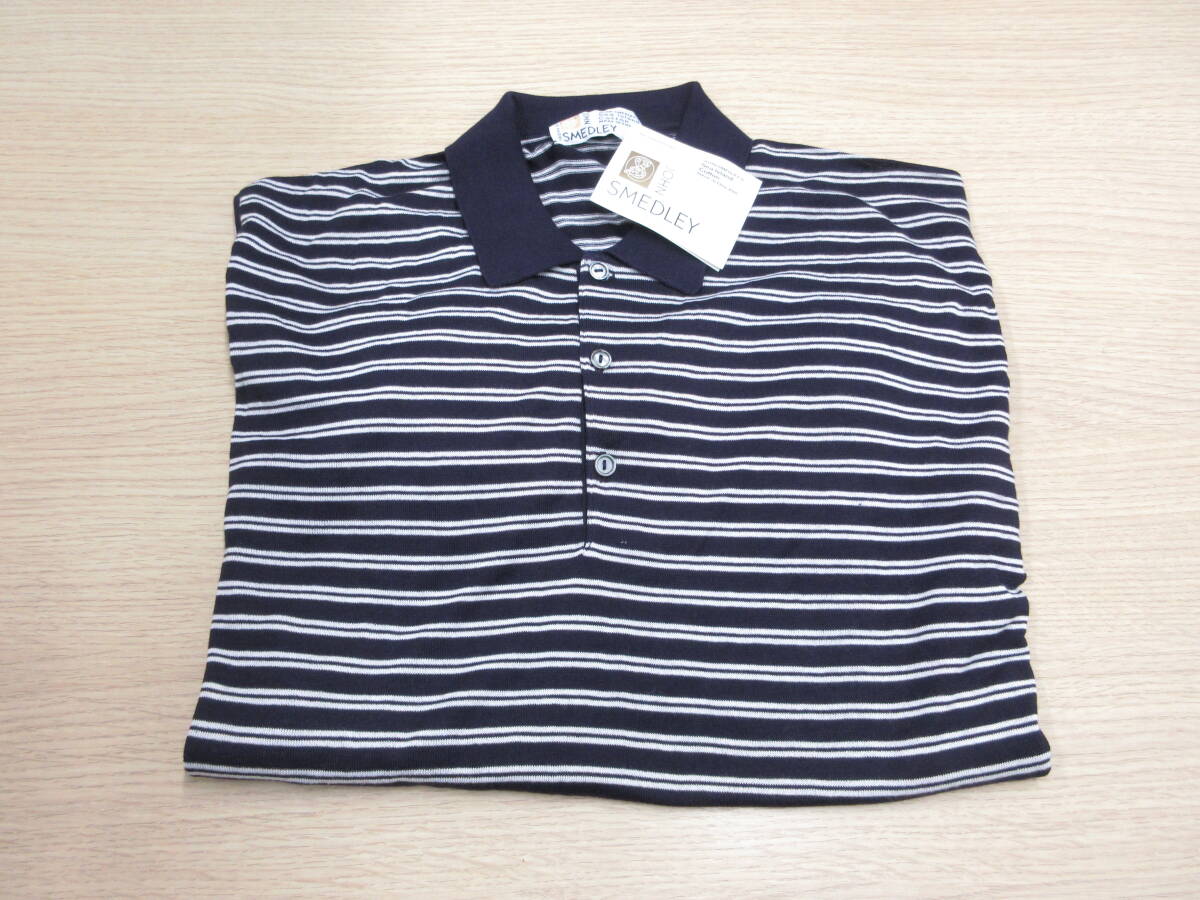 ☆JOHN SMEDLEY ジョンスメドレー 半袖 ポロシャツ ニット シーアイランドコットン ネイビー/濃紺 サイズ42 イギリス 未使用タグ付☆