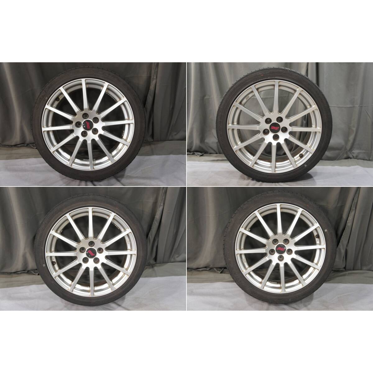送料2900円~ 4本 ENKEI STi アルミホイール 18インチ 7.5J +55 PCD100 5H ／ BL5 E型 Tuned by STi レガシィ外し ／ タイヤおまけ @22229s