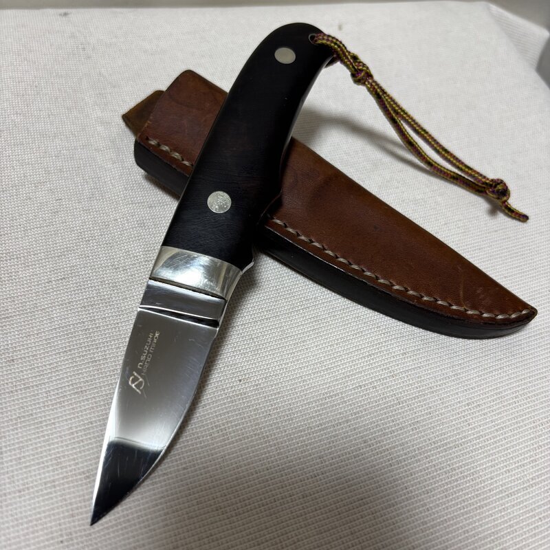 激レア 珍品 ハンドメイド カスタムナイフ N.SUZUKI ドロップポイント シースナイフ IW607CK02SZK