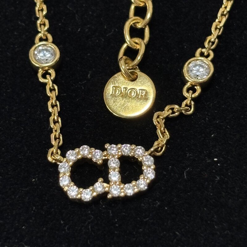 1円～ 美品 CHRISTIANDIOR ディオール CLAIR D LUNE ネックレス ラインストーン クレール D リュヌ パールクリスタル CDロゴ IW607DA05CHD