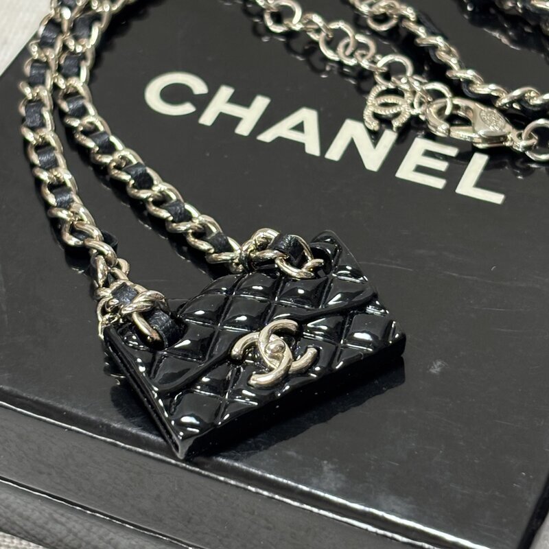 1円～ CHANEL シャネル マトラッセ ネックレス シルバー ブラック アクセサリー チェーン IW607DA02CHN
