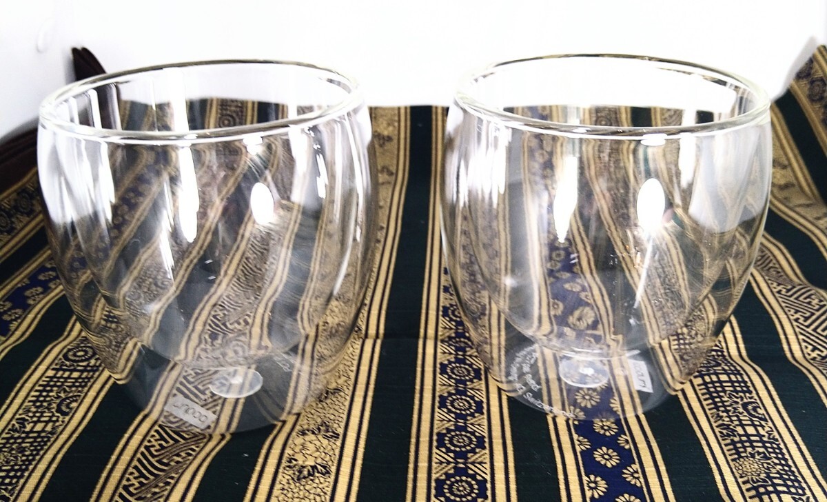 【未使用品】北欧デンマーク発　キッチンウェアブランド/ボダム(bodum）PAVINA(パヴィーナ）ダブルウォールグラス(2個セット）250ml