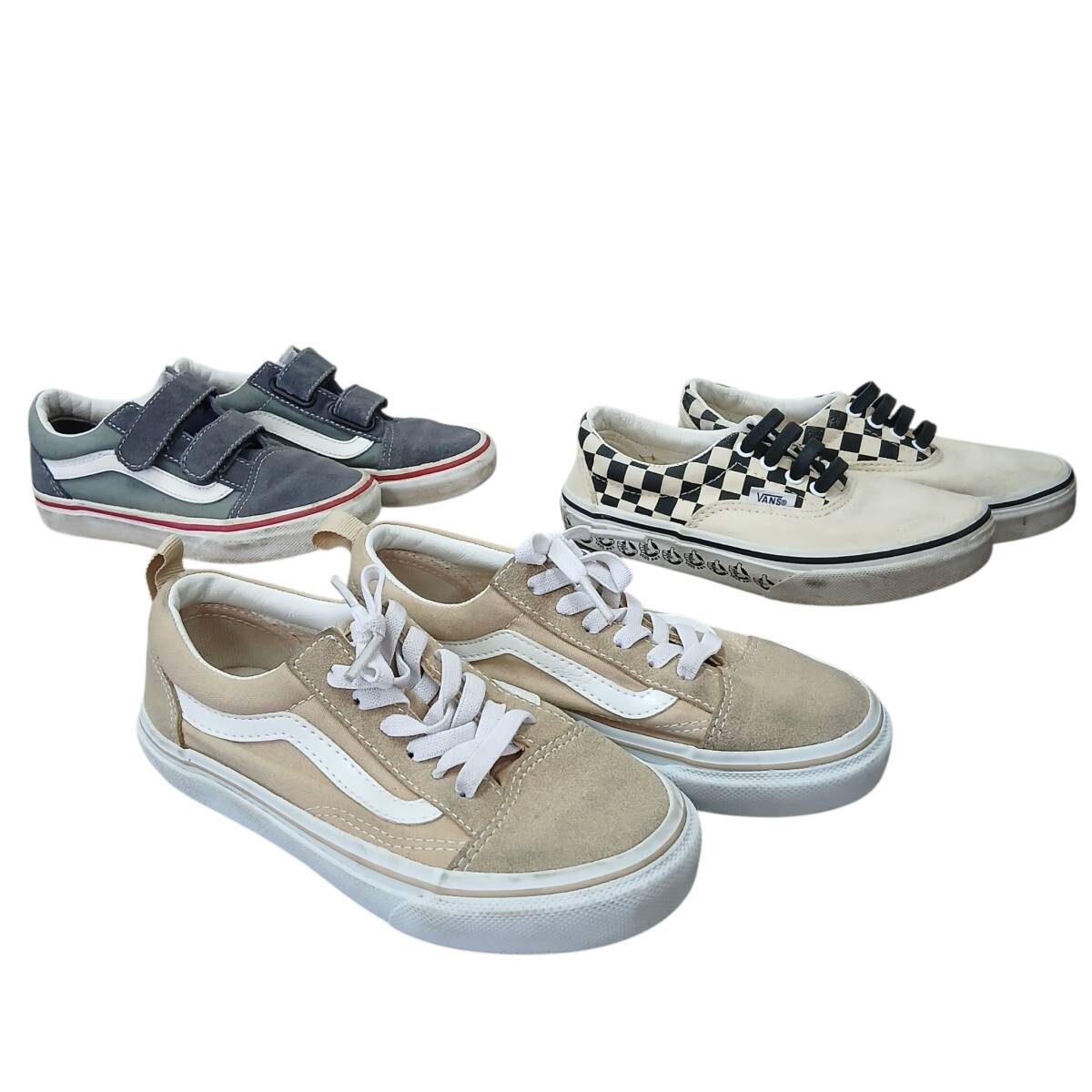 [80/B8-39/20260304/12613/1156/TS300] キッズシューズ３点まとめ VANS ヴァンズ BMX 581629-0003 17cm 19cm 21cm 靴 現状品