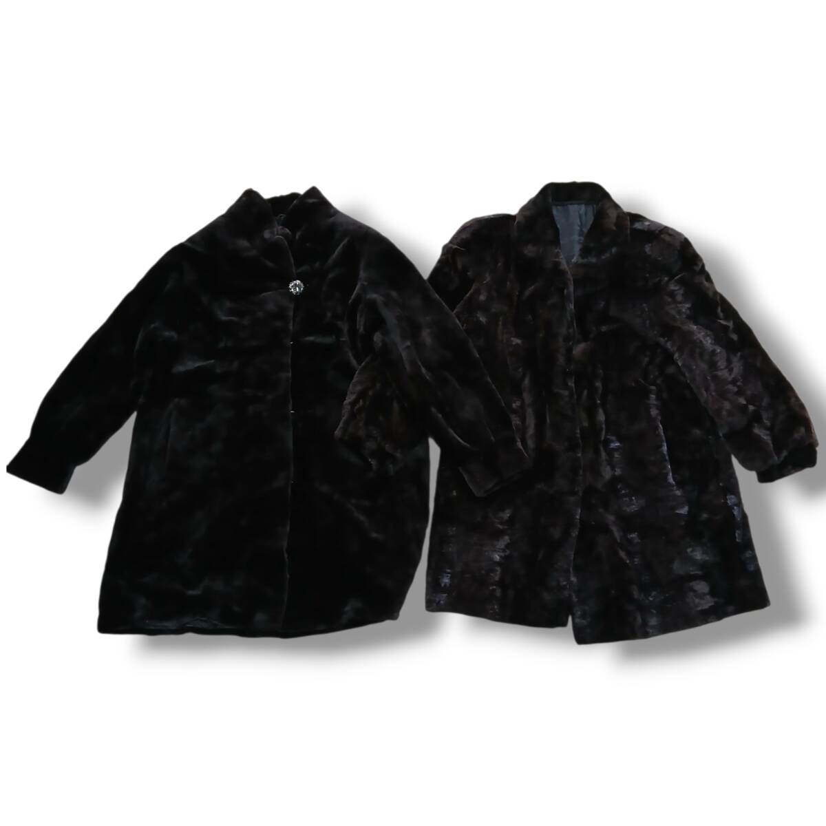 [100/B8-68/260713/13115/742/NT300] 毛皮コート2点まとめ レディース ※名前刺あり 現状品