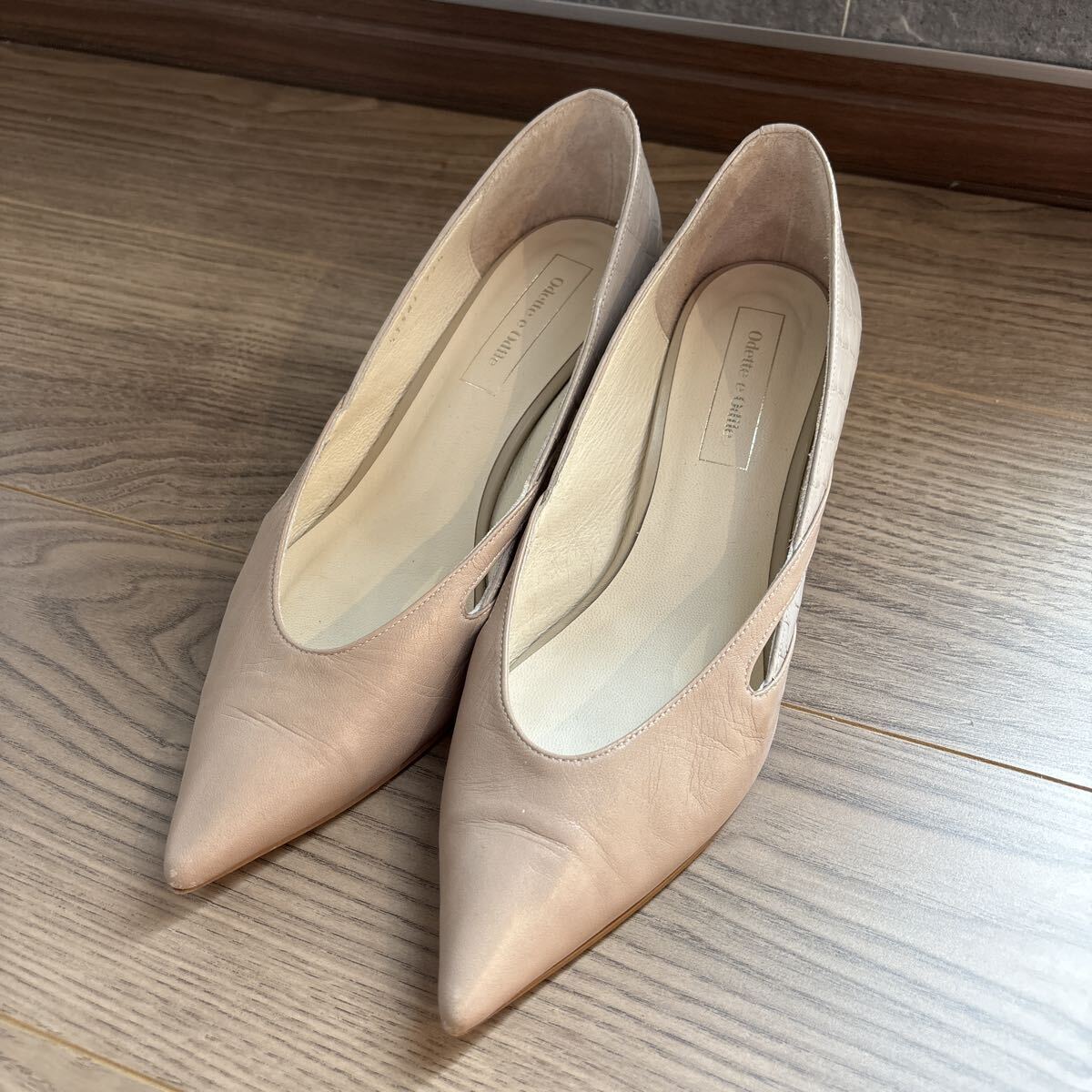 【送料無料・美品】Odette e Odile パンプス ベージュ ポインテッドトゥ ベージュ　ピンク　ダスティピンク