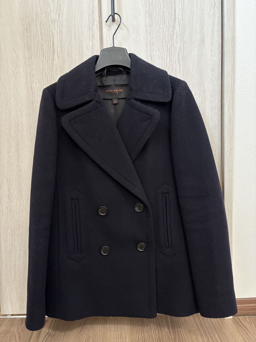 【送料無料・美品】COACH コーチ ピーコート Pコート ネイビー レディース ネイビー アウター　ウール　Sサイズ 