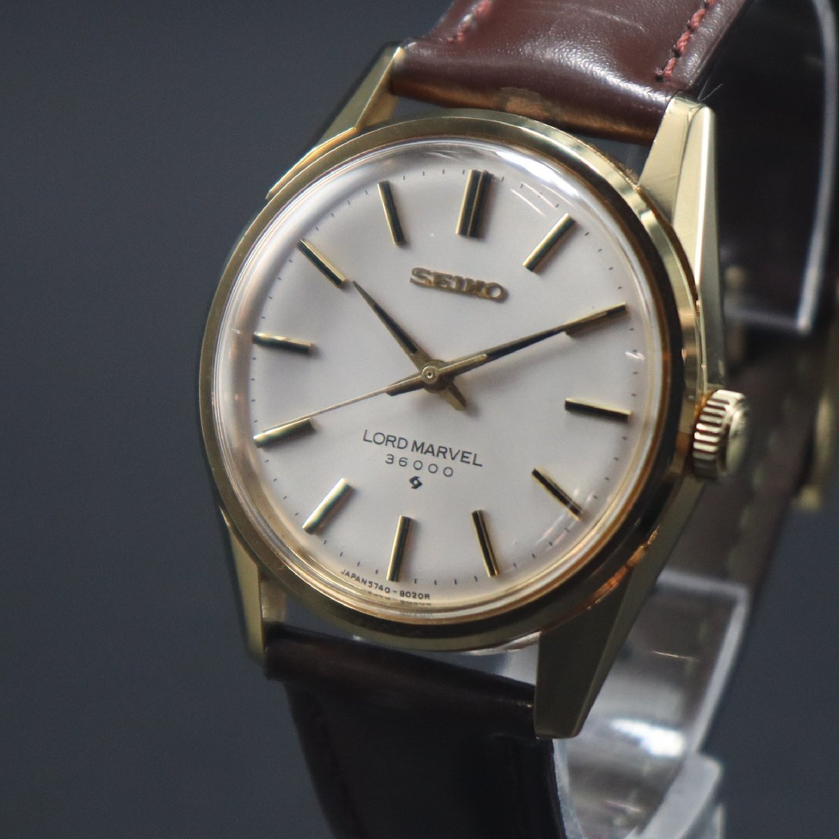 美品 SEIKO LORD MARVEL 36000 セイコー ロードマーベル 5740-8000 手巻 SGP 1960-1970年代 諏訪 純正尾錠 BEARベルト アンティーク メンズ