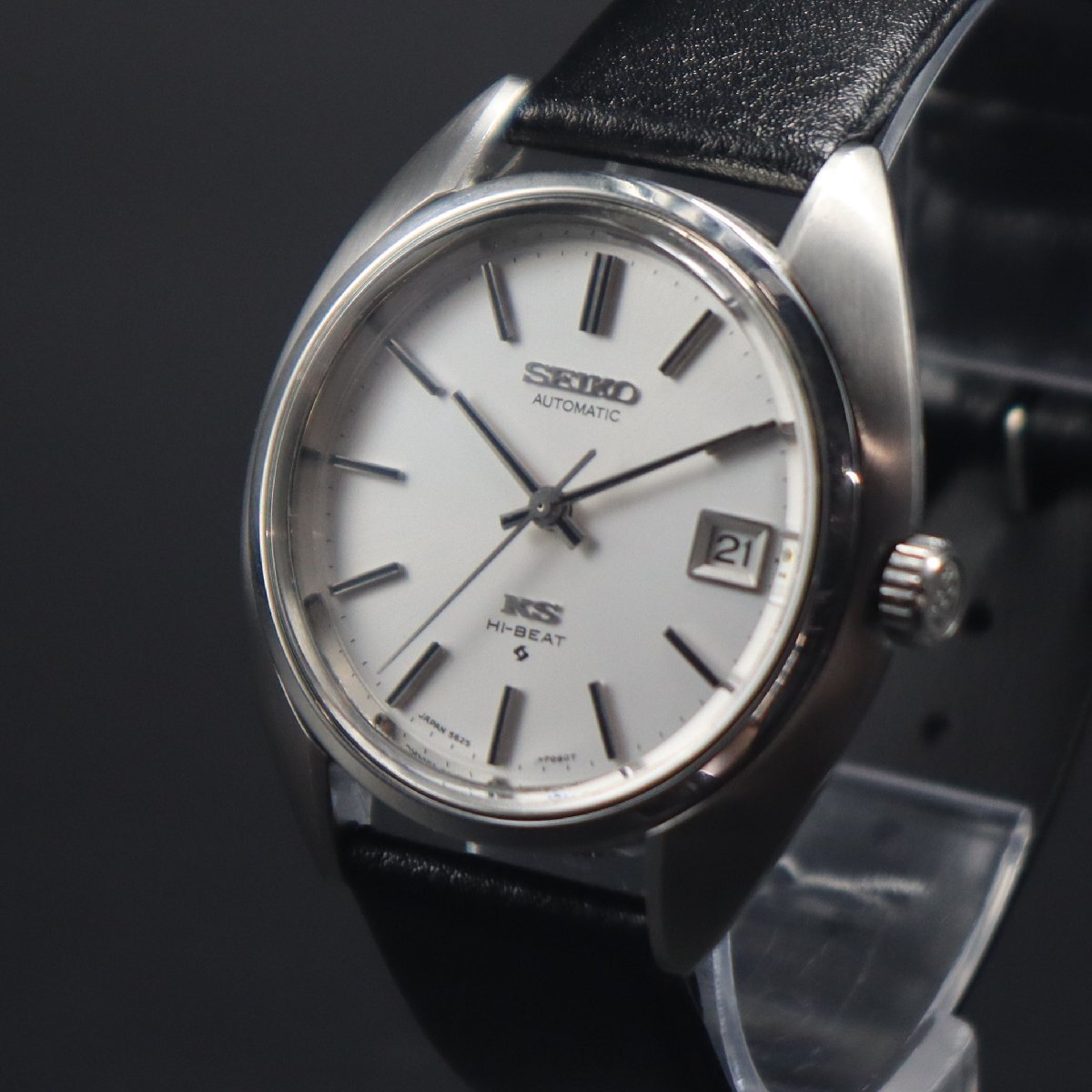 美品 OH済 KING SEIKO 56KS HI-BEAT キングセイコー ハイビート 5625-7080 自動巻き KSメダリオン 1971年 デイト KS尾錠 新品ベルト メンズ