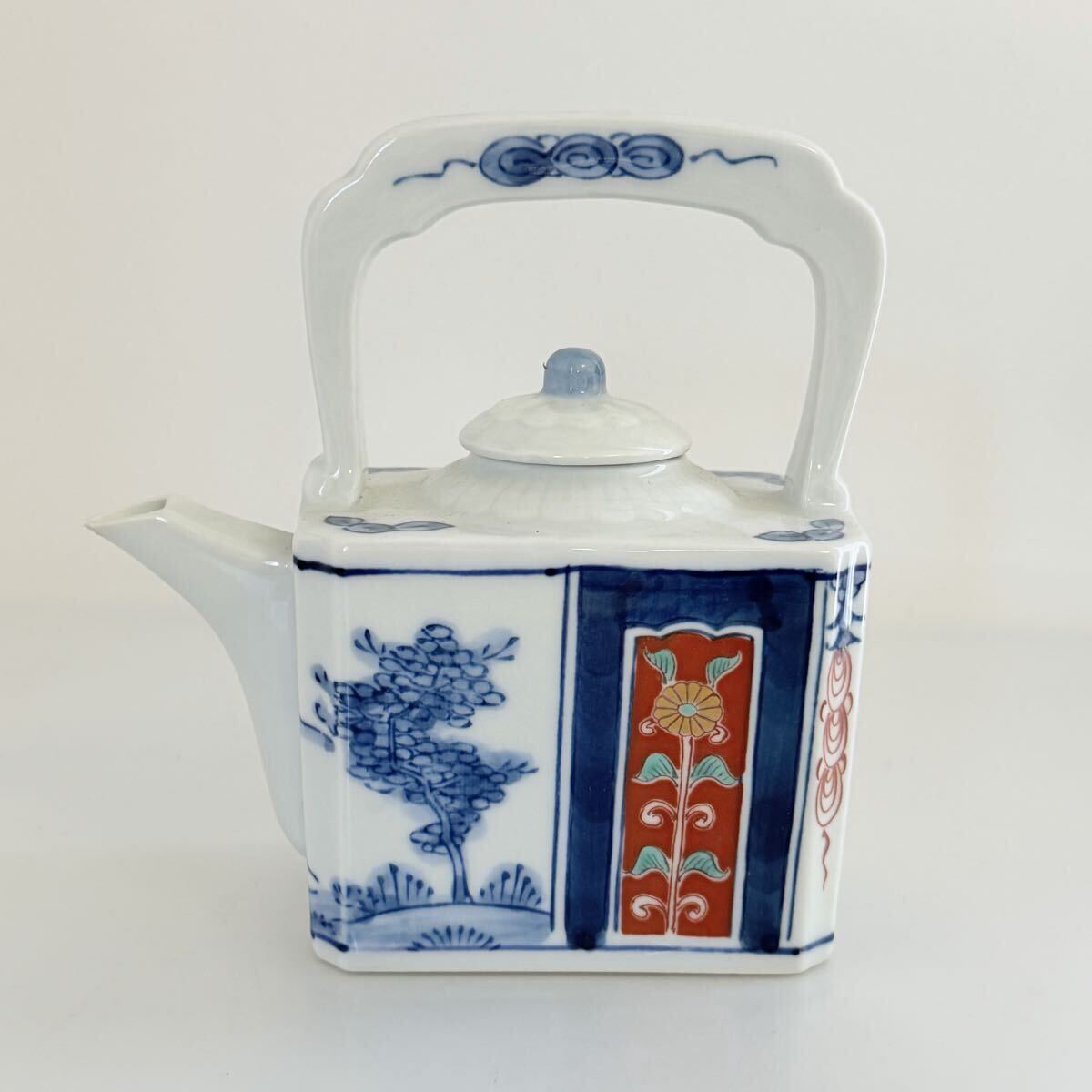 SY1062◆有田焼 酒器 急須 燗 土瓶 在銘 お酒 陶器 全長13.5cm 日本酒 染付 色絵 