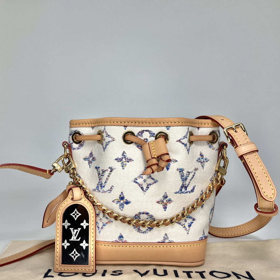 未使用 Louis Vuitton ルイヴィトン ナノ ノエ モノグラム ジャガード ショルダーバッグ Ｍ83453 ホワイト レディース ハンドバッグ 2way