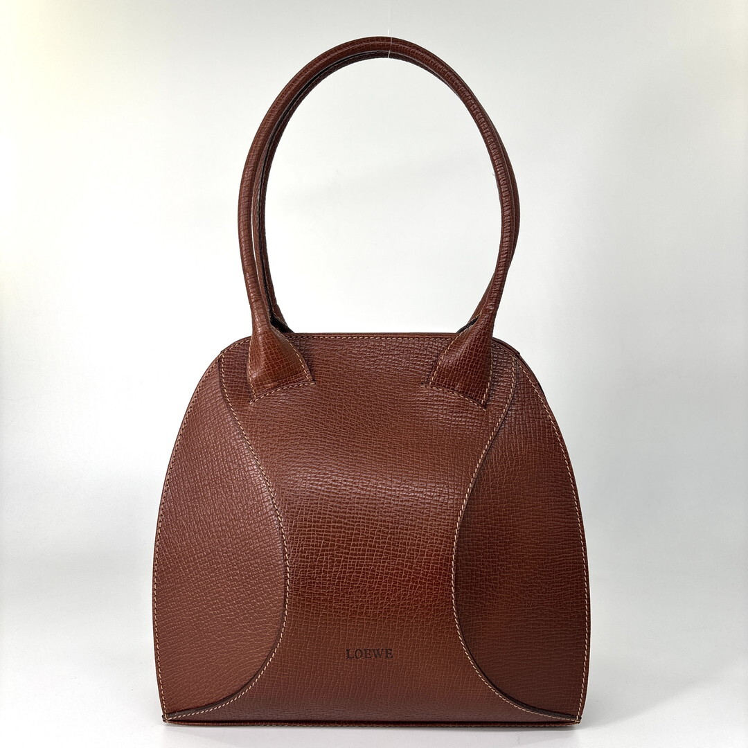1円 超極美品 LOEWE ロエベ アナグラム バッグ トートバッグ カーフレザー 本革 ブラウン ハンドバッグ レディース 