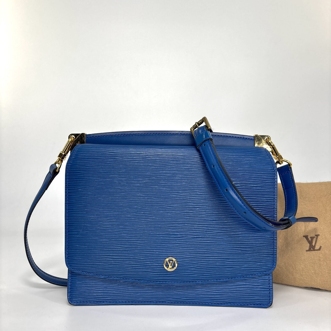 1円 超極美品 Louis Vuitton ルイヴィトン ショルダーバッグ エピ グルネル M52365 トレドブルー 2way クラッチバッグ レディース
