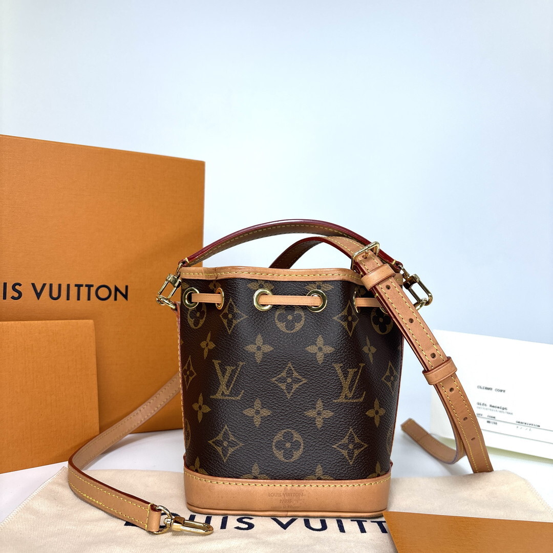超極美品 Louis Vuitton ルイヴィトン モノグラム ナノノエ レザー 2WAY ハンドバッグ ショルダーバッグ M81266 購入時証明書有