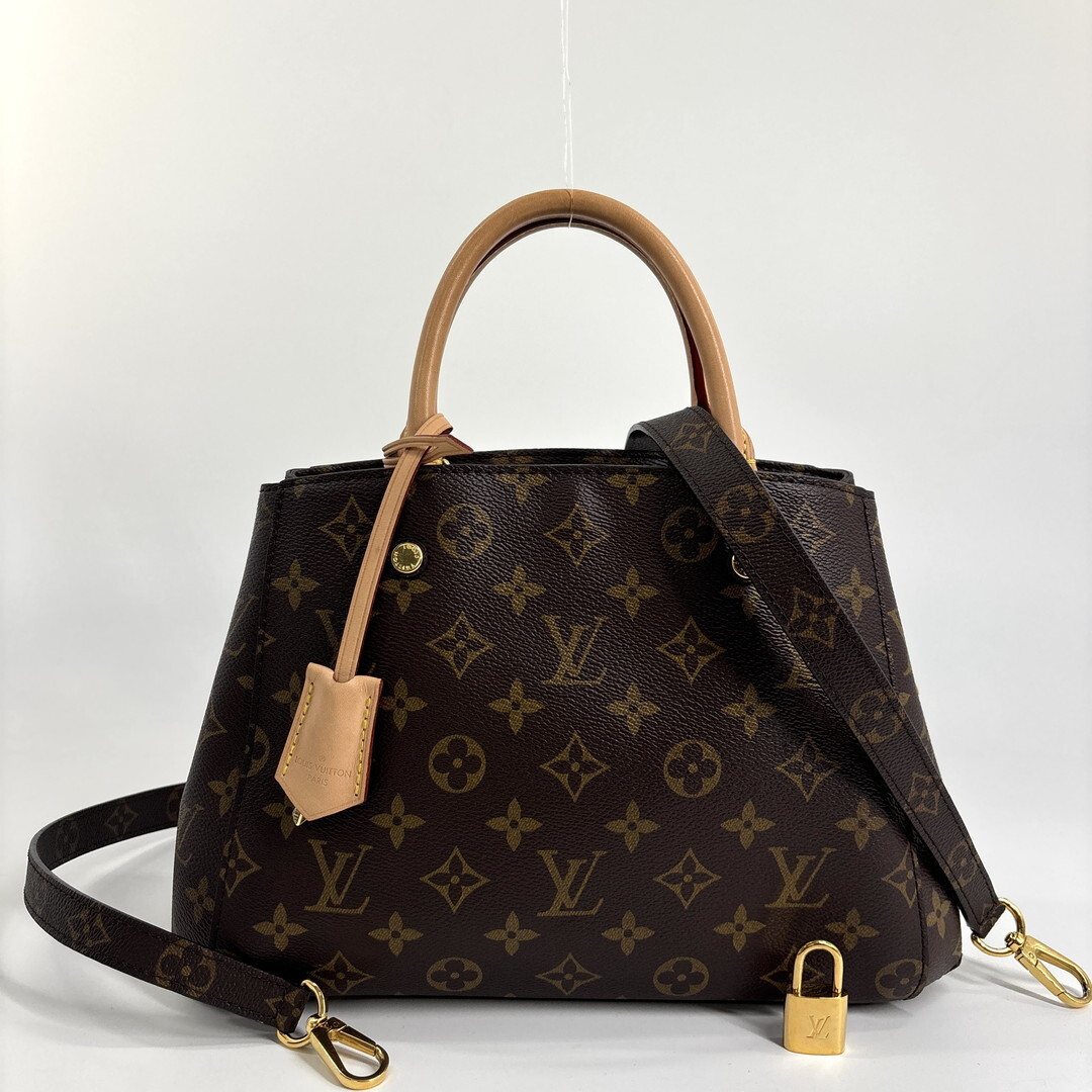新品同様 Louis Vuitton ルイヴィトン モノグラム モンテーニュBB レザー 2WAY ハンドバッグ ショルダーバッグ ブラウン M41055