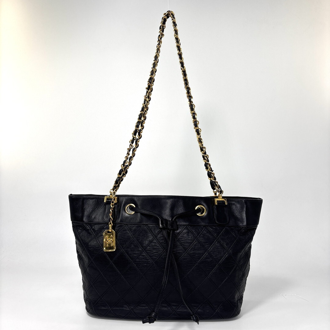 新品同様 CHANEL シャネル ビコローレ ラムスキン チェーン トートバッグ ショルダーバッグ ブラック 黒 レディース シール有