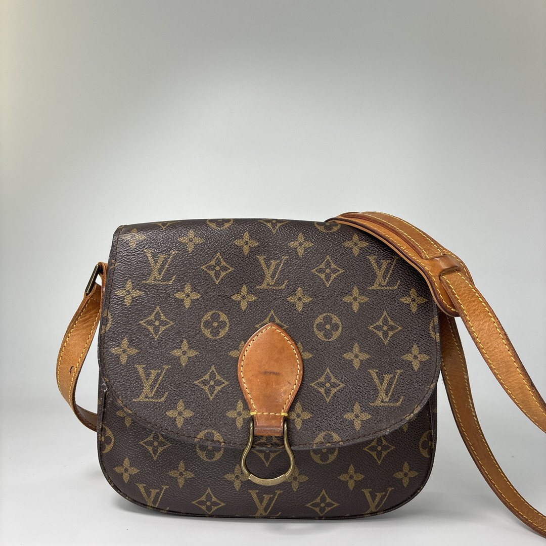 1円 美品 Louis Vuitton ルイヴィトン モノグラム サンクルーGM 斜め掛け ショルダーバッグ M51242 ブラウン レザー レディース