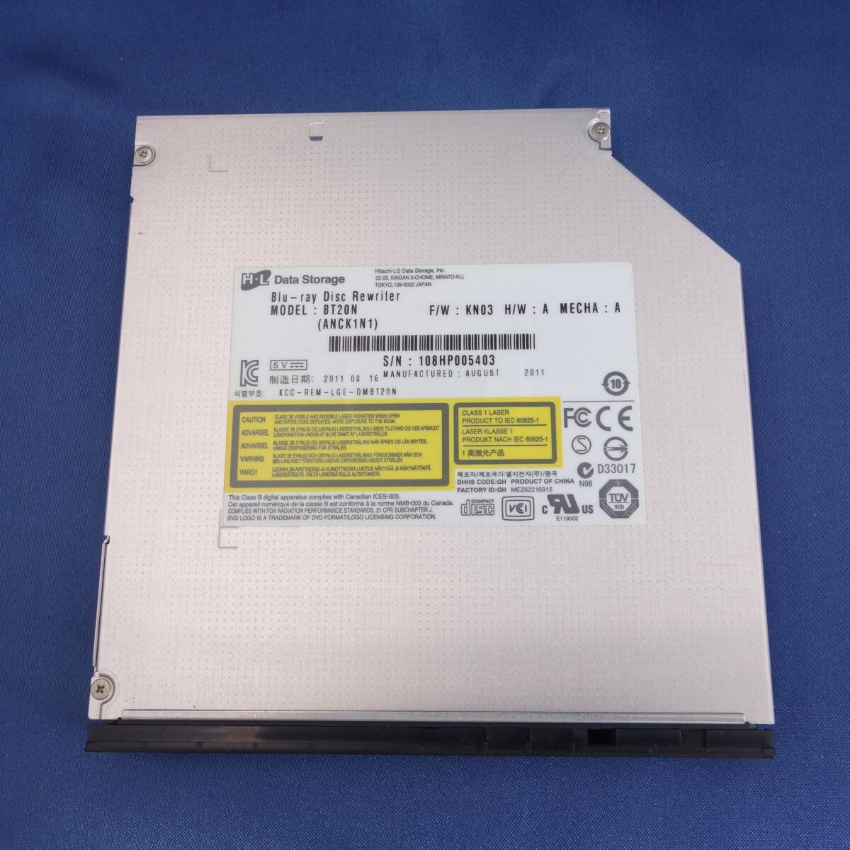 HL製 Blu-rayドライブ　BT20N 12.7mm厚スリムタイプ 中古品 動作確認済 NO:W049