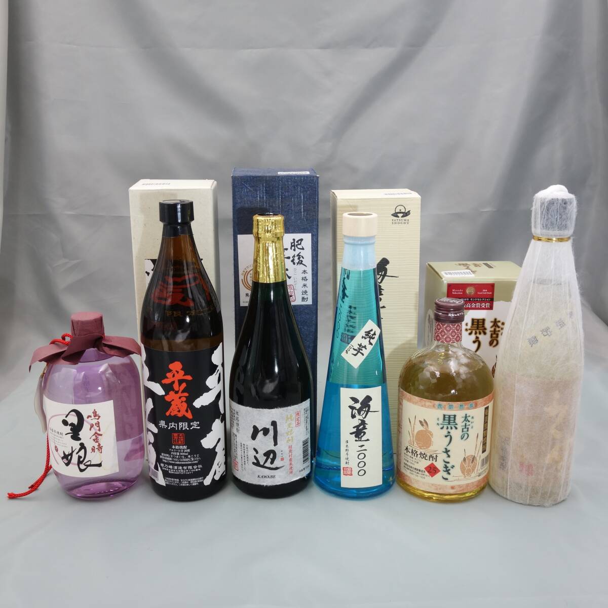 【未開栓】本格焼酎6本セット 川辺 久保 平蔵 海童1000 黒うさぎ 黒姫 箱付 古酒 