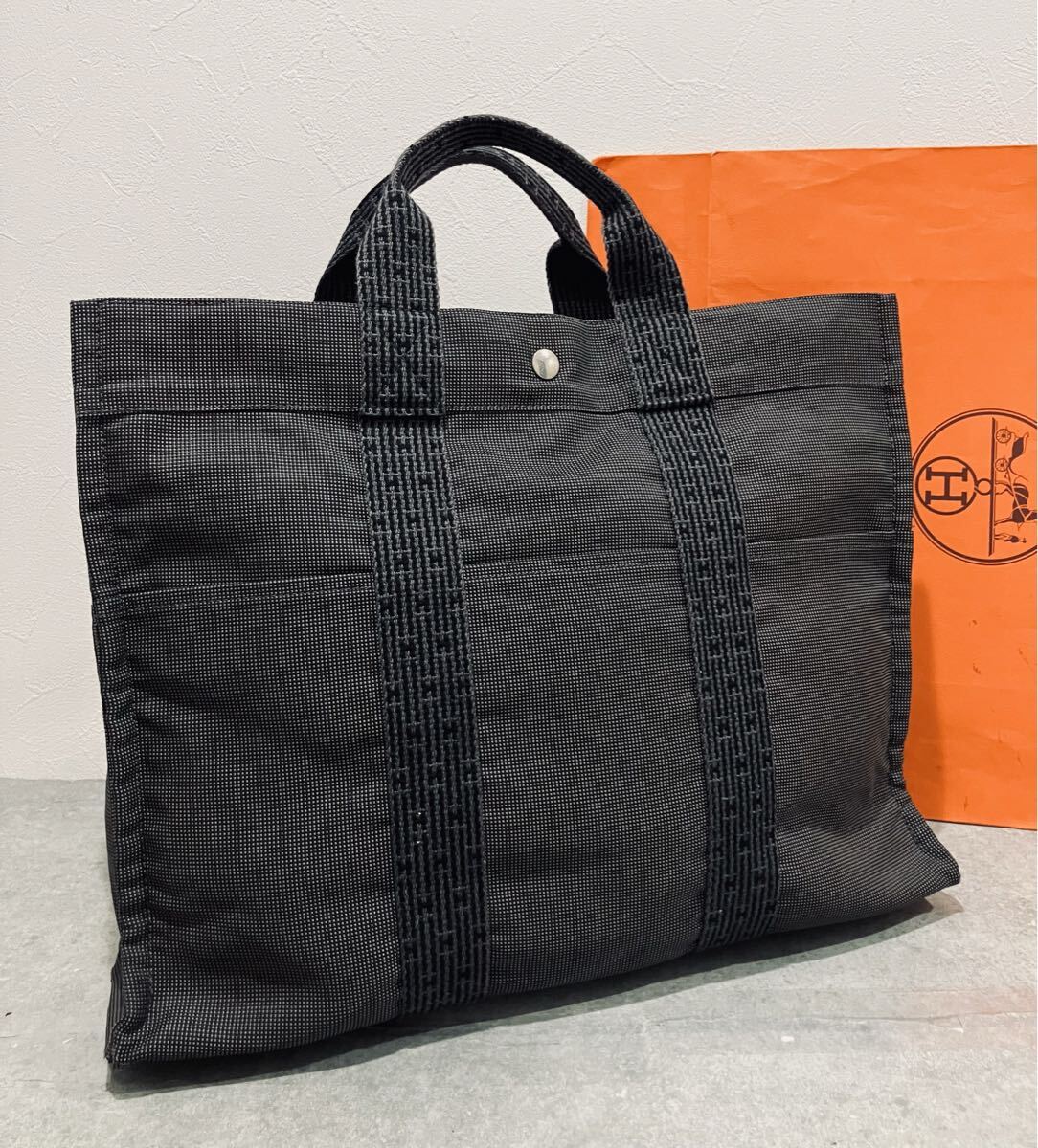 HERMES ● 新品同様 エルメス エールライン トートバッグ MM グレー バッグ