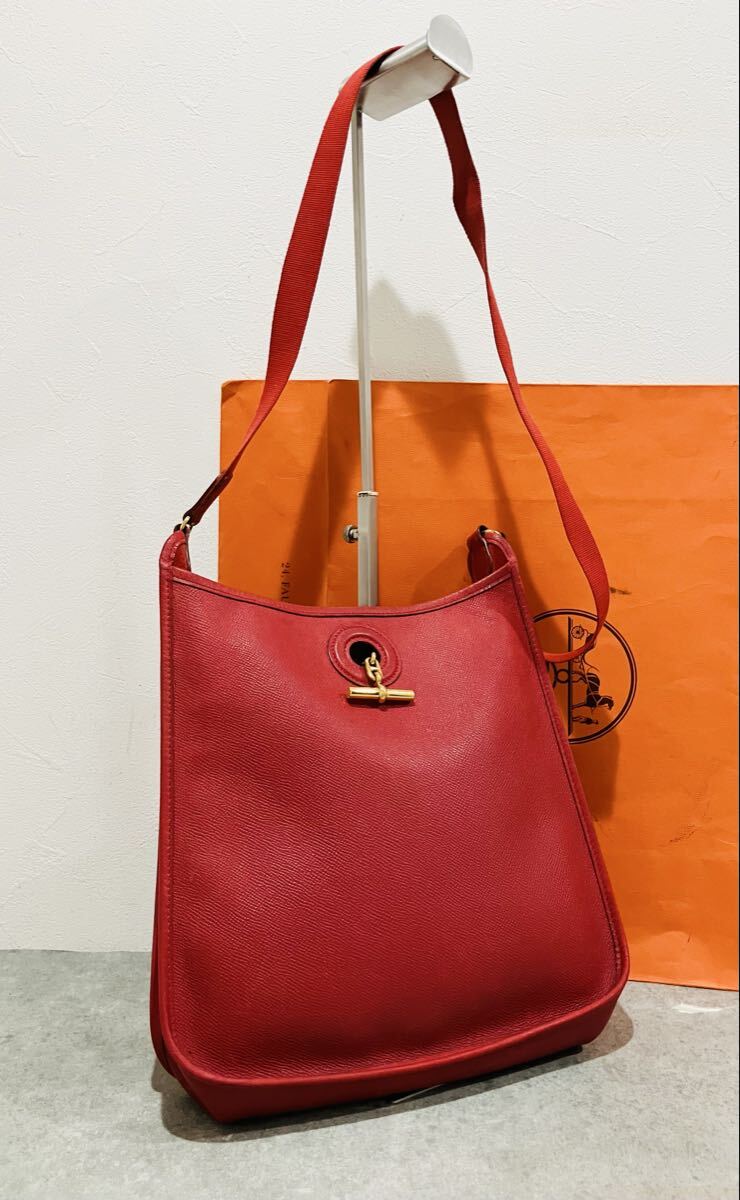 HERMES 極上美品 斜め掛け レザー バッグ エルメス ヴェスパ ショルダー バック