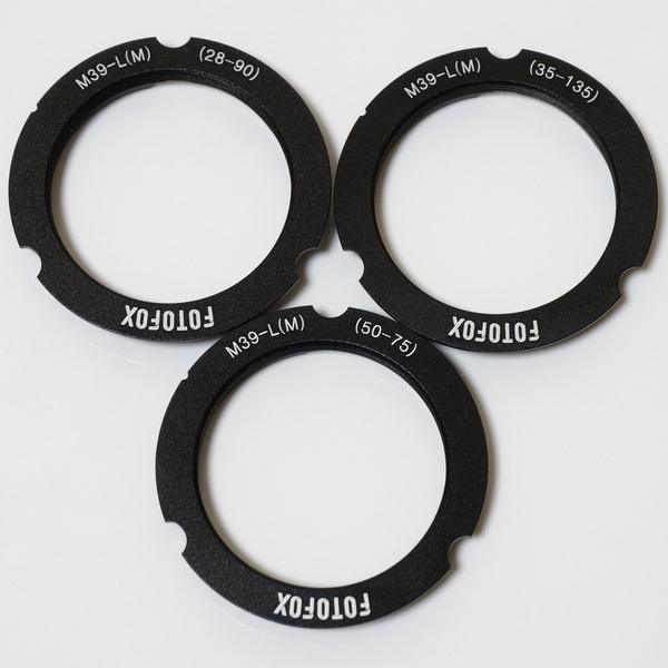 ライカLマウント (L39) レンズ → ライカM マウントアダプター 6bitコード付 3個 (28mm 90mm) (35mm 135mm) (50mm 75mm)
