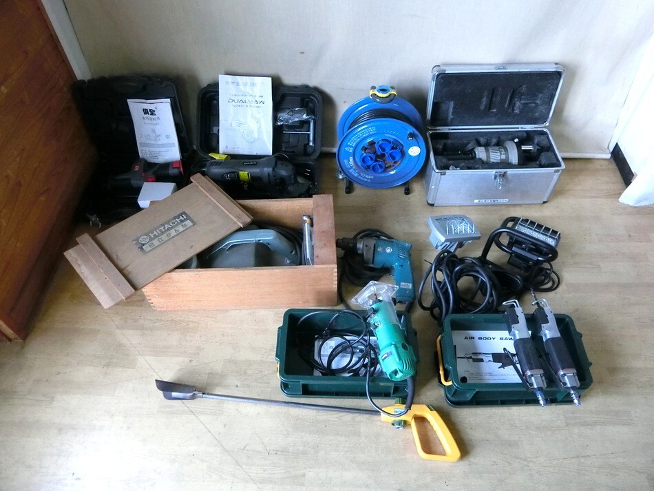 電動工具 エアー工具まとめ約12点 グラインダー ドリル リューター ジグソー makita HITACHI ショップジャパン 等 【TT126】