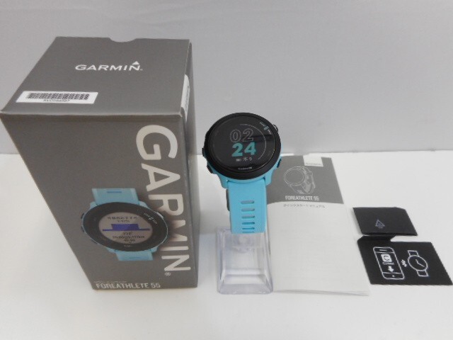 79 送60サ 0715UD05 GARMIN ガーミン FOREATHLETE55 GPS ランニングウォッチ Aqua 中古品