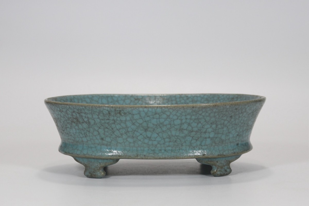 中国古美術 時代物 宋時代 汝窯 水仙鉢 古美術 唐物 古賞物 置物 古陶磁器 w8