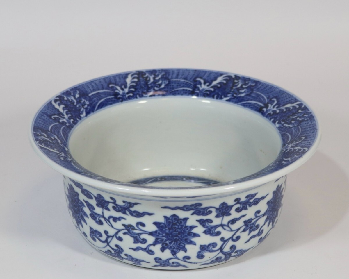 中国古美術 骨董品 古玩 清時代 青花 筆洗 唐物 当時物 w12