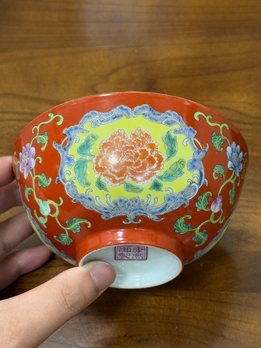 中国古美術 時代物 清時代 粉彩 茶碗 古美術 唐物 古賞物 置物 古陶磁器 高さ6cm口径12.6cm w18