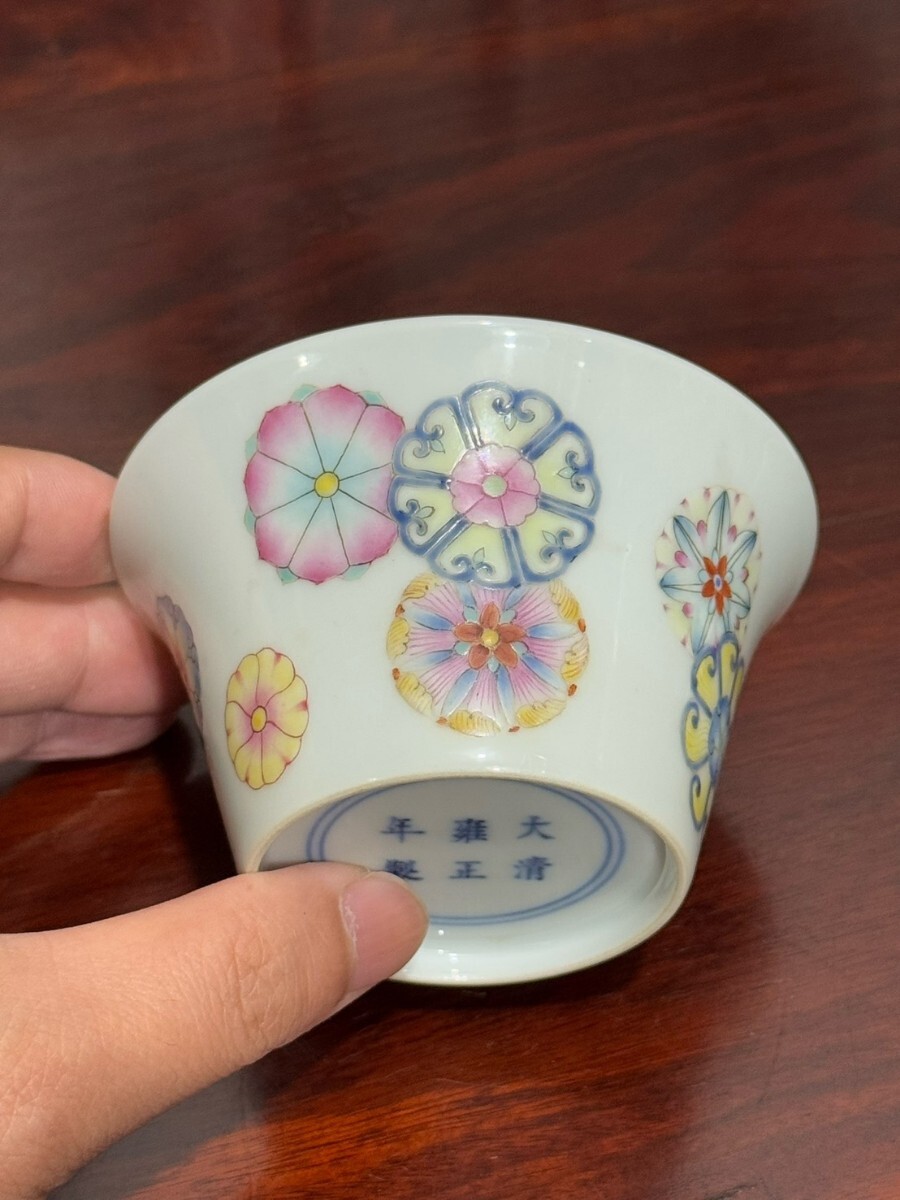 中国古美術 時代物 清時代 粉彩 茶碗 古美術 唐物 古賞物 置物 古陶磁器 口径9cm h12