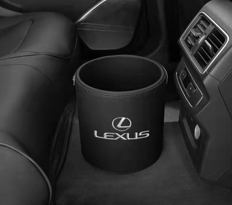 レクサス LEXUS ロゴ入り ゴミ箱 ダストボックス エンブレム 車用 車載 CT/ES/GS/IS/LC/LFA/LM/LS/LX/RX/NX/RC/LX ◆超特上即納◆ ブラック