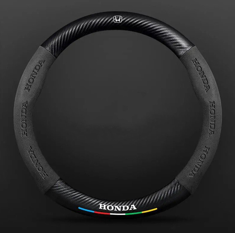 ホンダ専用 ハンドルカバー ステアリングカバー 円型 ◆超特上即納◆ スエード素材 カーボン調
