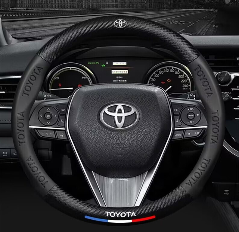 トヨタ ハンドルカバー レザー ステアリングカバー 滑り止め 握りやすい ◆超特上即納◆ O型 カーボン調