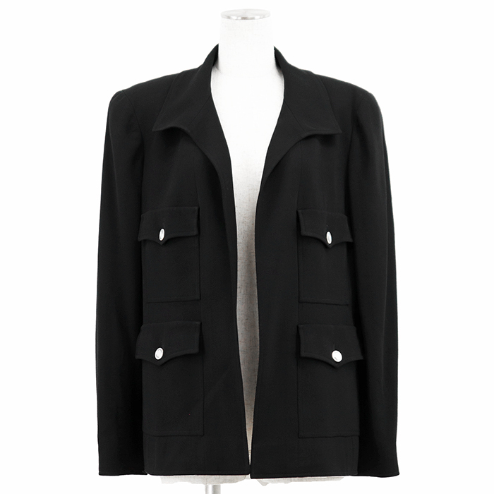 【極美品】CHANEL BOUTIQUE シャネル ブティック ヴィンテージ ジャケット 44 レディース 97P P07262 オープンフロント ウール100% 仏製