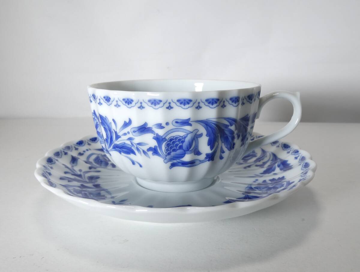 ノリタケ Noritake カップ＆ソーサー ブルーフラワー 花柄 ボーンチャイナ ティーカップ 碗皿