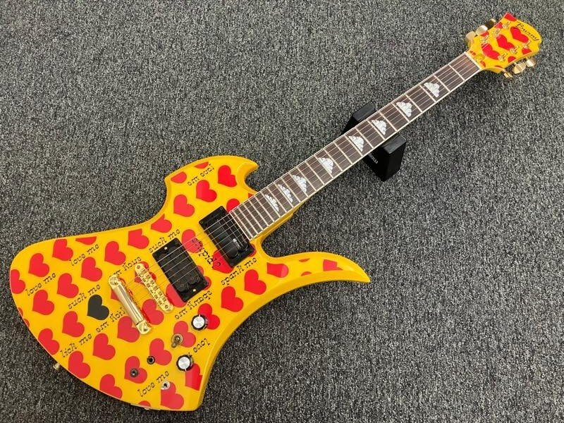 ◆ Burny MG-145S HY / hide model ◆ バーニー　ヒデモデル イエローハート モッキンバードタイプ　ソフトケース付属です♪ 中古品