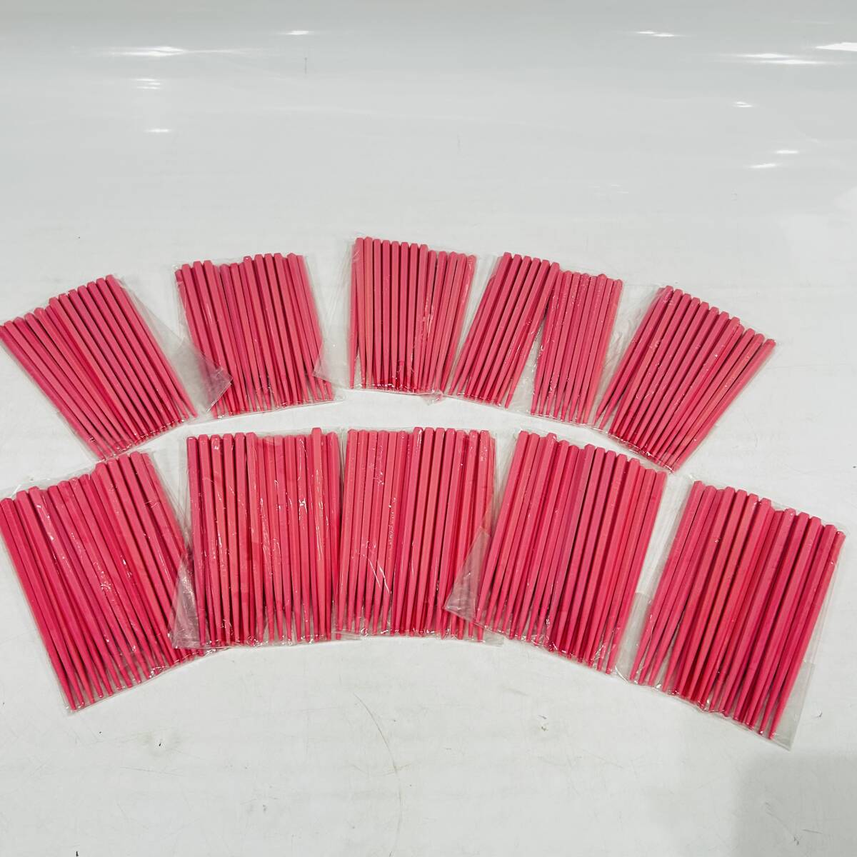 未使用品 お箸 箸 100膳（10膳×10袋 ）大量まとめ 五角箸 桃 ピンク 長さ15cm 和食器 chopsticks こども食堂 検 iNC4182