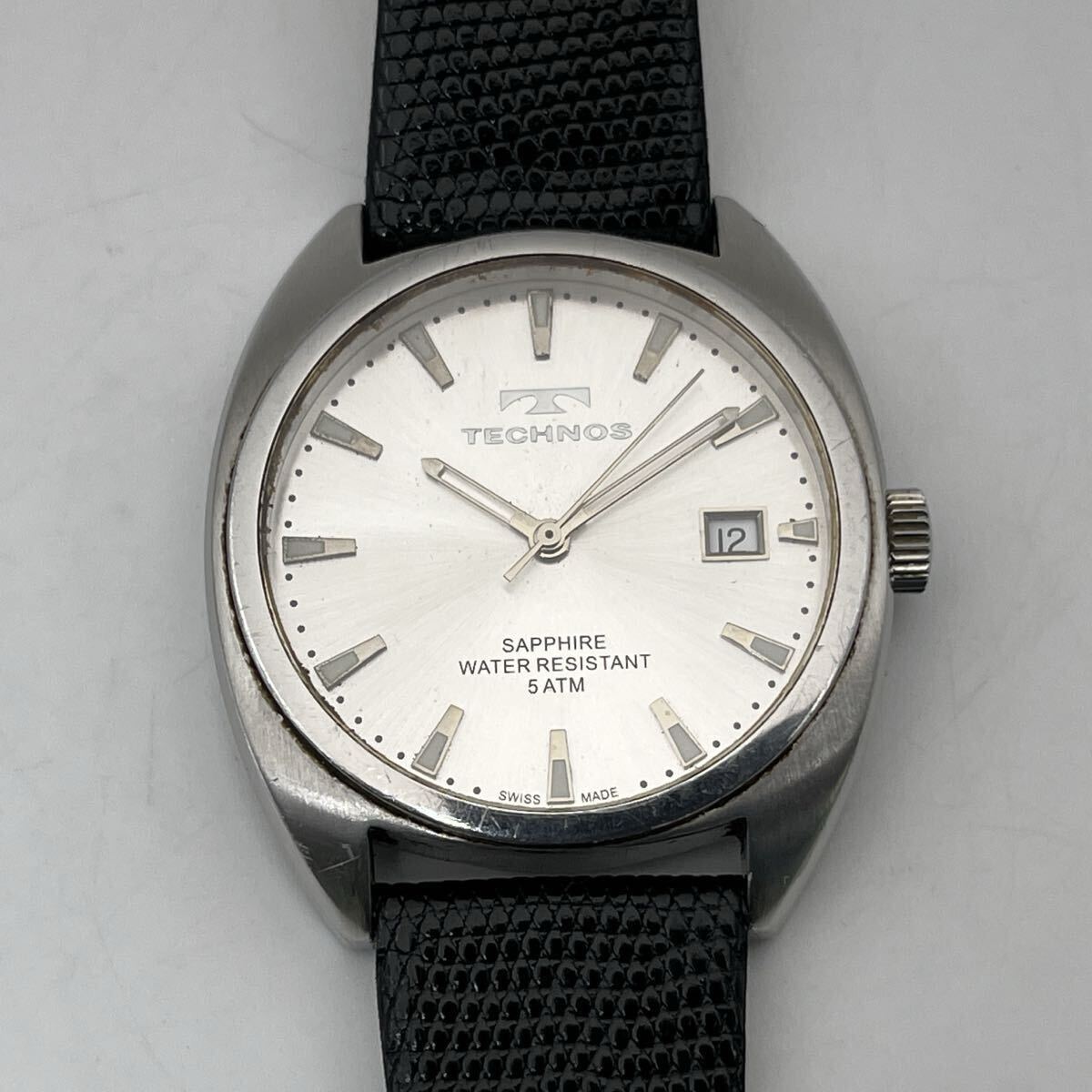 TECHNOS SAPPHIRE WATER RESISTANT 5ATM ALL STAINLESS STEEL SWISS MADE T110004 テクノス サファイア クォーツ 3針 デイト メンズ