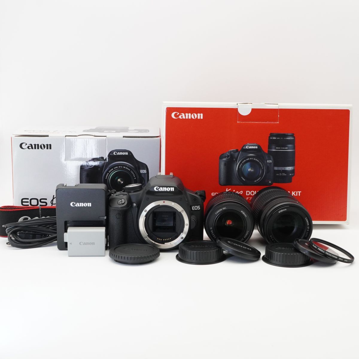 美品 動作確認済 Canon キャノン EOS Kiss X3 ダブルズームキット デジタル一眼レフカメラ #g135B3915
