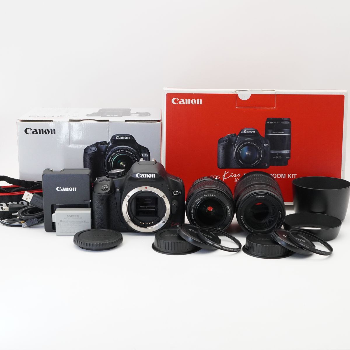美品 動作確認済 Canon キャノン EOS Kiss X3 ダブルズームキット デジタル一眼レフカメラ #g113B3916