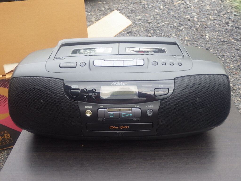 『ビクター／Victor　CDioss RC-QW50-B　FM／AMラジオ付CD＋カセット』外箱付 ラジカセ 動作確認済