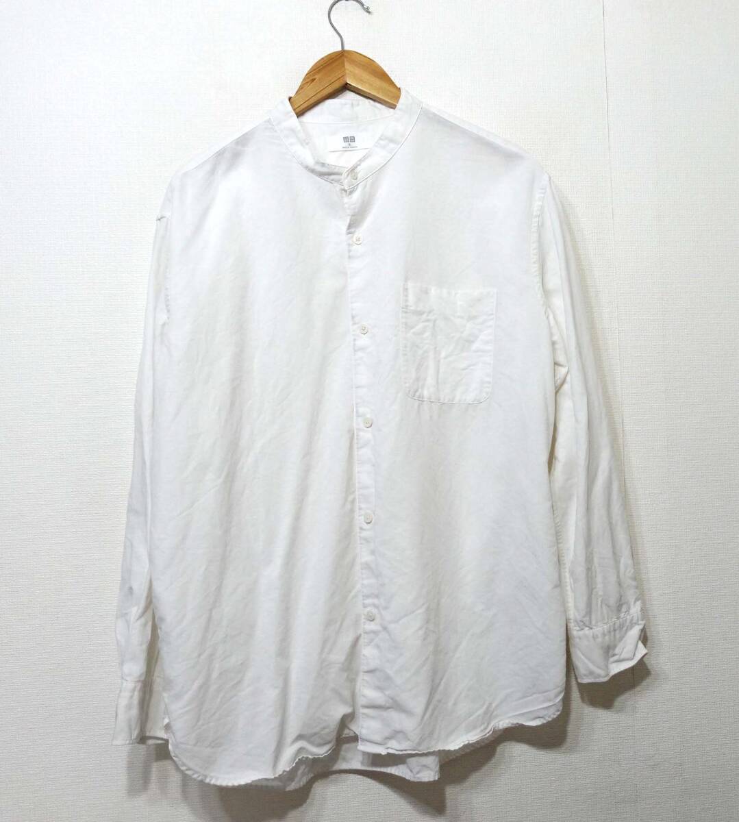 【送料無料】ユニクロ綿麻混合シャツ　コットンリネン　　　N04　/XLサイズ　メンズ　長袖シャツ