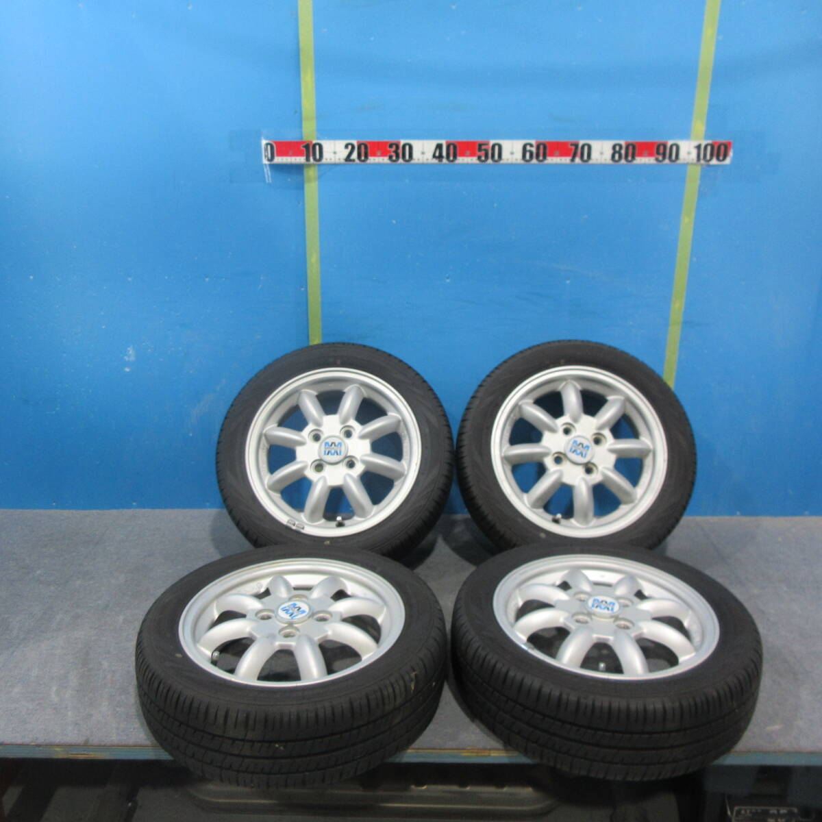 X　MINILITE　ミニライト　14インチ　アルミホイール　4穴　4.5J　PCD100　45　165/55R14　1台分　 中古
