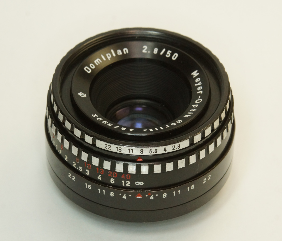 ドイツ製 Meyer-Optik Domiplan 2.8/50 Q1 ゼブラ M42 300NB-992 前期型 総金属筐体 Triplet ドミプラン