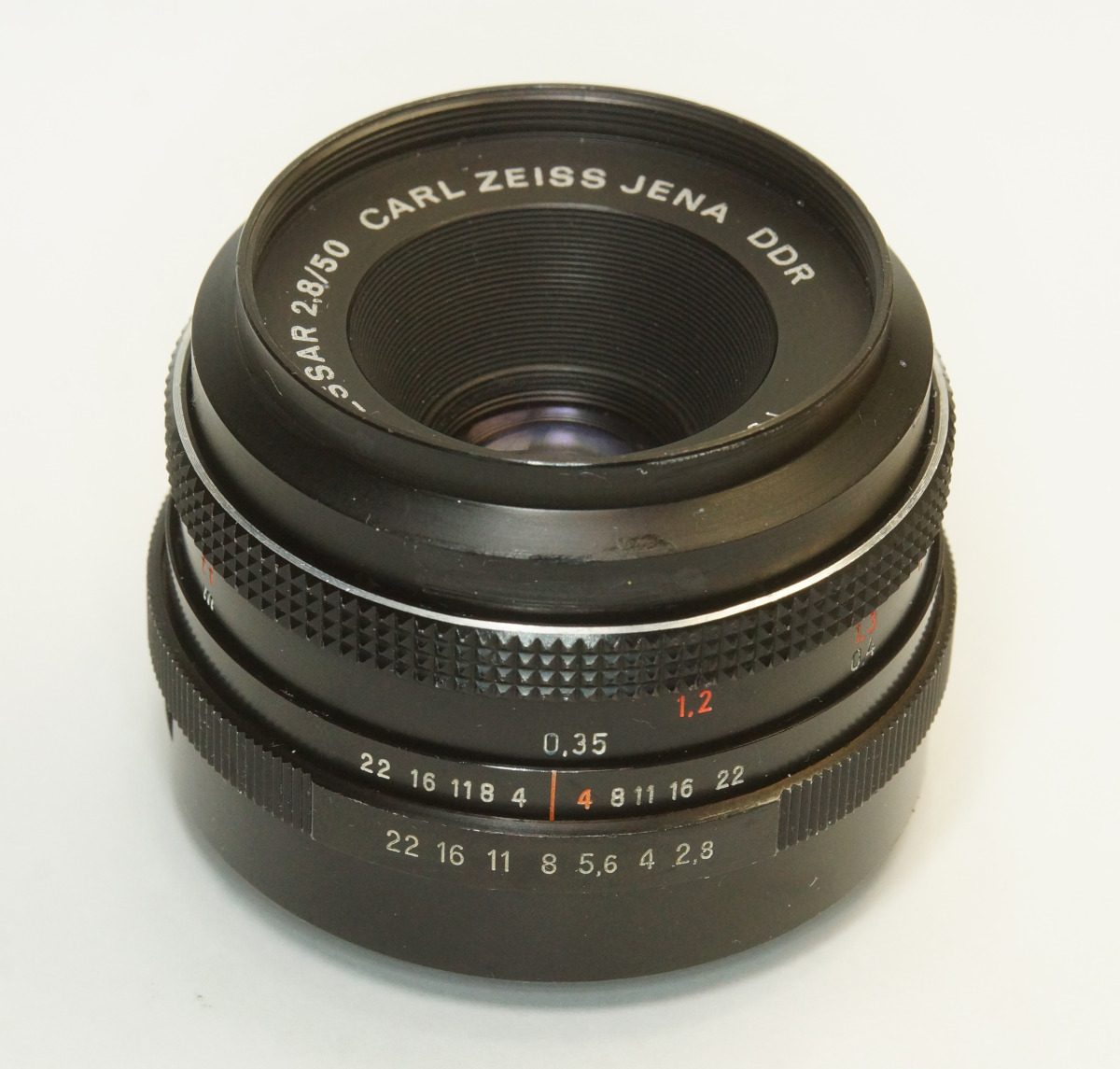 ドイツ製 Carl Zeiss Jena Tessar 2.8/50 M42 931NB-901 ブラック 後前期型 A/M切替レバー 旧文字体 赤ft