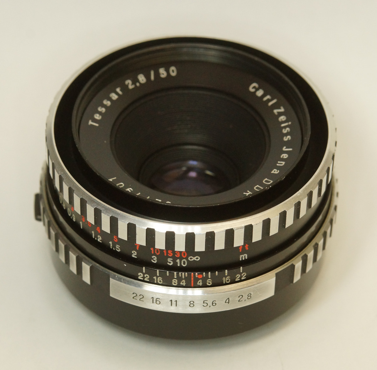 ドイツ製 Carl Zeiss Jena Tessar 2.8/50 ゼブラ M42 934NB-901 絞込レバー 銀文字 後期型 70年代
