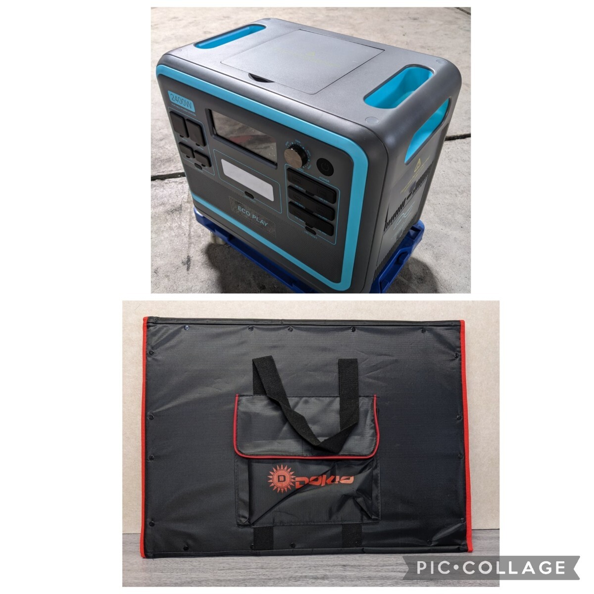 y073102fk Eco Play（エコプレイ） 2400W ポータブル電源 EP2400 DOKIO 折りたたみ式ポータブルソーラーパネル アウトドア 地震 防災対策